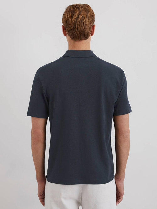 Marc o'polo poloshirt riva linen blend donkerblauw