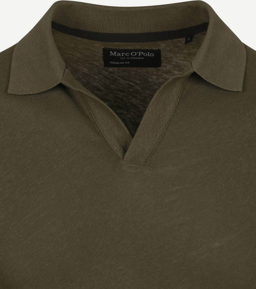 Marc o'polo poloshirt riva linen blend olijfgroen