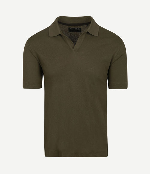 Poloshirt riva linen blend olijfgroen