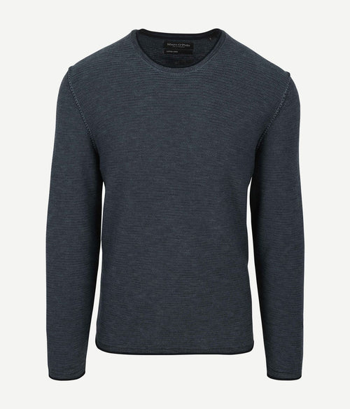 Marc o'polo pullover crewneck cotton/linen dark blue | Regular-fit