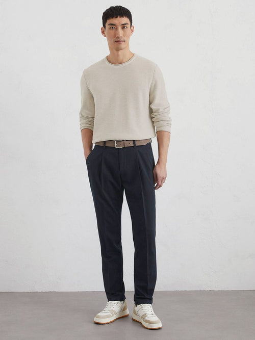 Marc o'polo pullover crewneck cotton/linen gray silk | Regular-fit