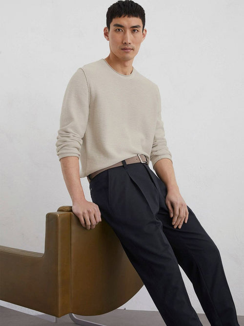 Marc o'polo pullover crewneck cotton/linen gray silk | Regular-fit