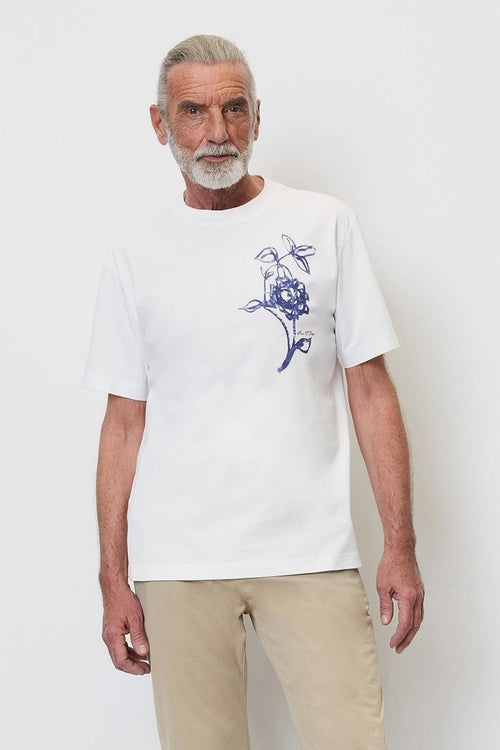 Marc o'polo t-shirt bloem wit | Regular-fit