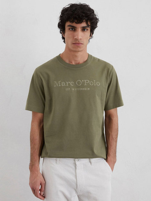 Marc o'polo t-shirt logo donkergroen | Regular-fit