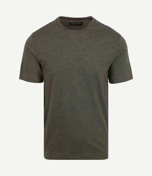 T-shirt slub stripes dark green