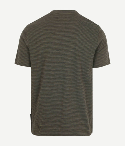Marc o'polo t-shirt slub stripes dark green | Regular-fit