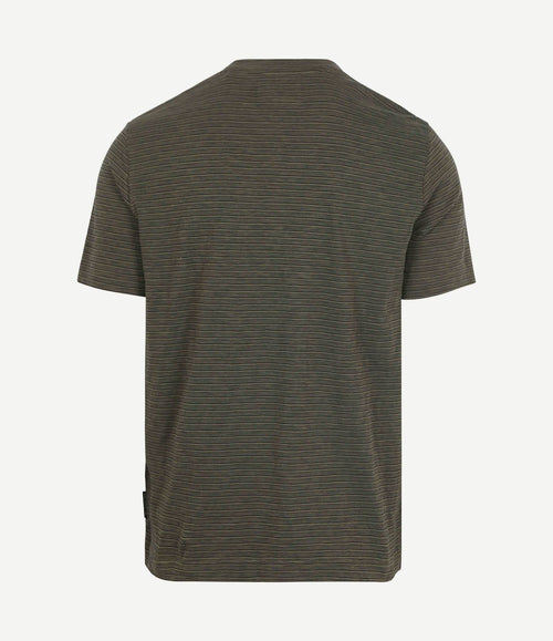 T-shirt slub stripes dark green