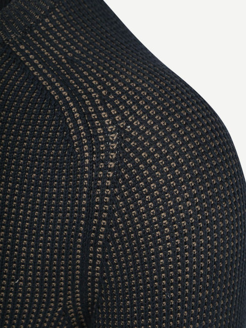 Pullover structured bi-colour donkerblauw