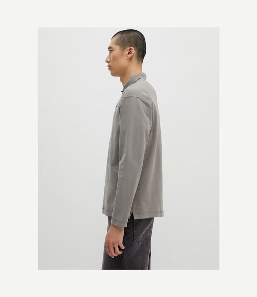 Longsleeve heavy poloshirt graphite dust