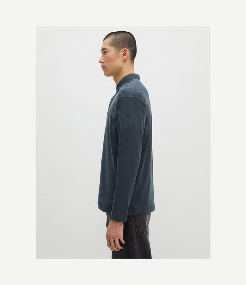 Longsleeve heavy poloshirt peppercorn grey