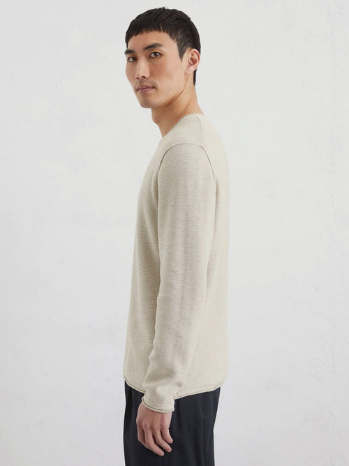 Pullover crewneck cotton/linen gray silk