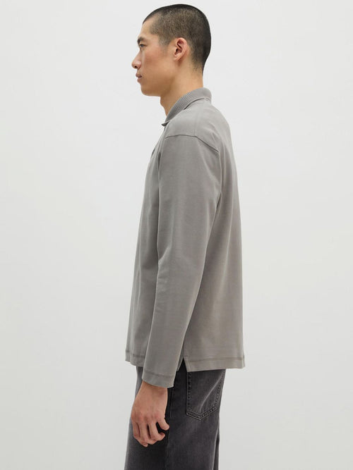 Longsleeve heavy poloshirt graphite dust