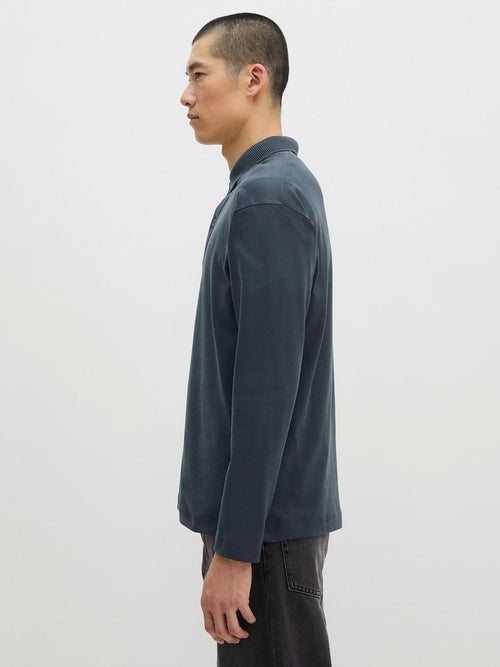 Longsleeve heavy poloshirt peppercorn grey