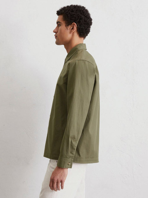 Overshirt linnen blend olijfgroen