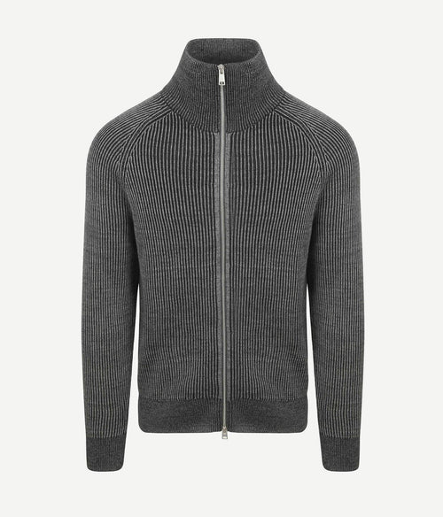 Marc o'polo vest rib wol mix grijs | Regular-fit