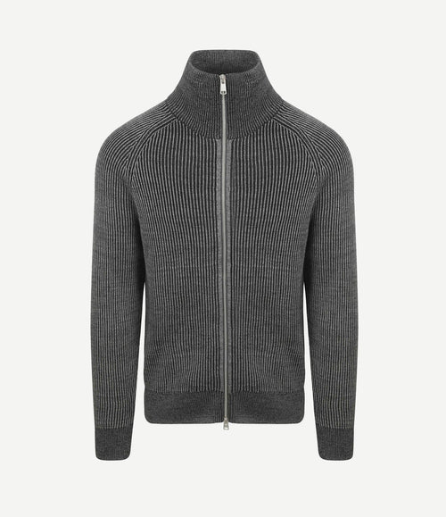 Vest rib wol mix grijs
