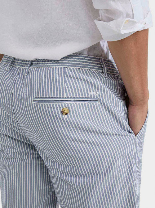 Shorts striped seersucker medium blue