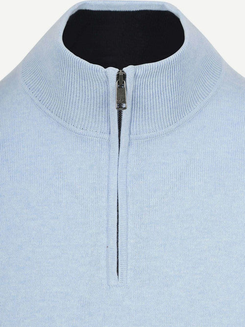 Half-zip trui cotton cashmere powder blauw