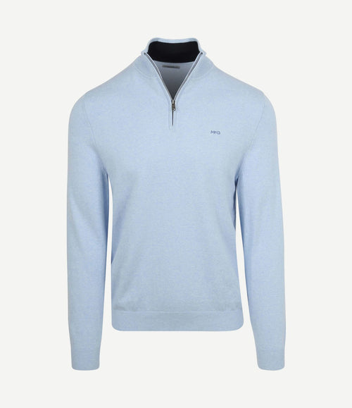 Half-zip trui cotton cashmere powder blauw