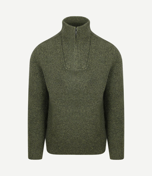 halve rits trui lamswol blend olive