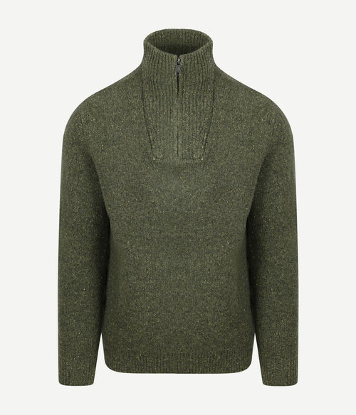 halve rits trui lamswol blend olive