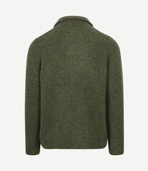 halve rits trui lamswol blend olive