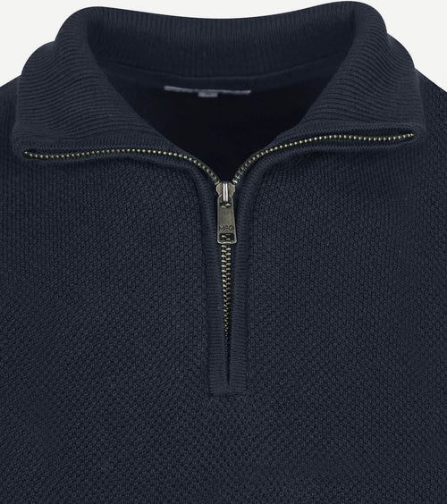 halve rits trui merino blend donkerblauw