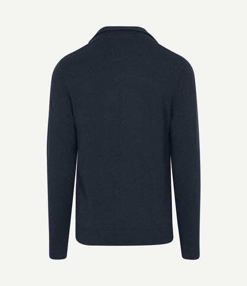 halve rits trui merino blend donkerblauw