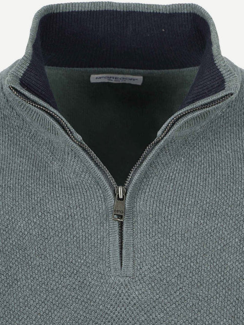 halve rits trui merino blend structure groen