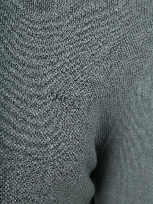 halve rits trui merino blend structure groen