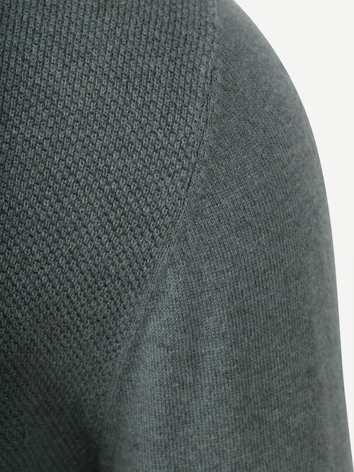 halve rits trui merino blend structure groen