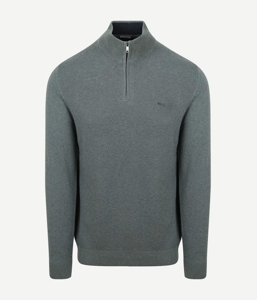 halve rits trui merino blend structure groen