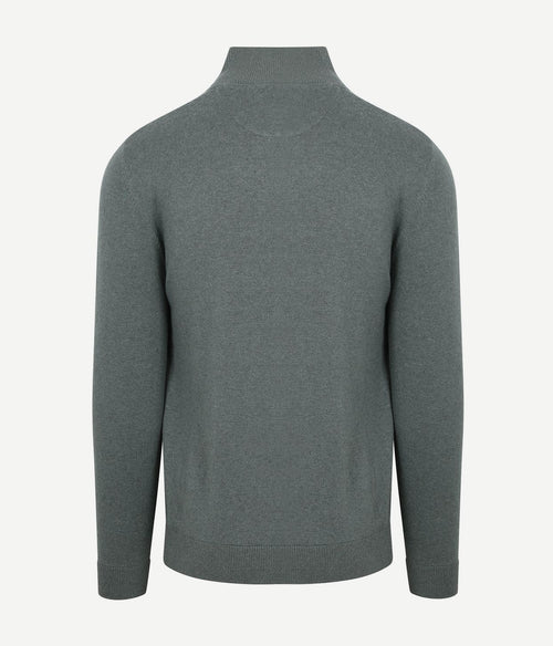 halve rits trui merino blend structure groen