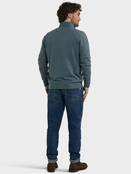 halve rits trui merino blend structure groen