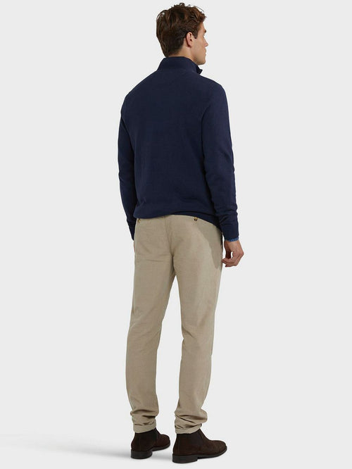 halve rits trui merino blend structure donkerblauw