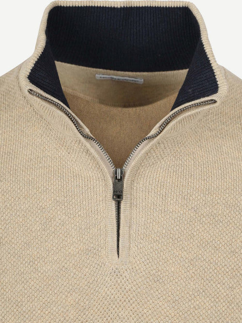 halve rits trui merino blend structure sand