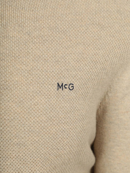 halve rits trui merino blend structure sand