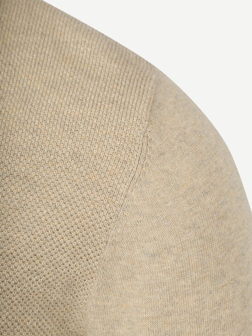 halve rits trui merino blend structure sand