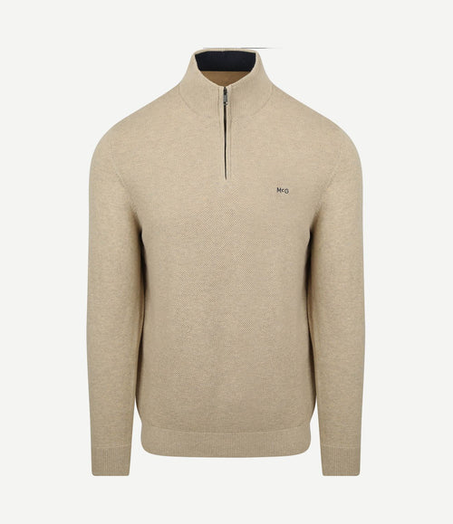 halve rits trui merino blend structure sand