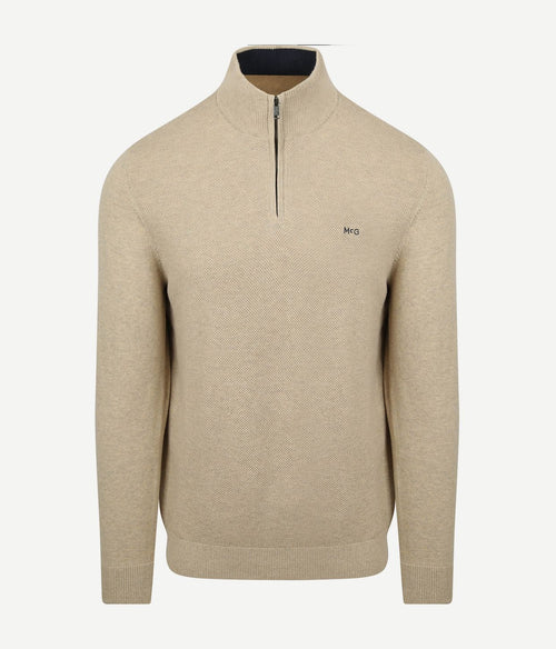 halve rits trui merino blend structure sand