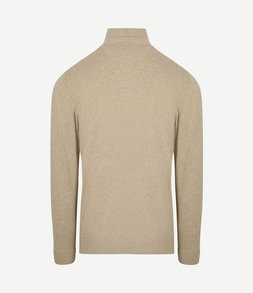 halve rits trui merino blend structure sand