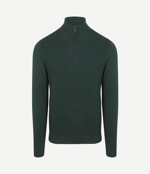 halve rits trui merinowol blend pine groen