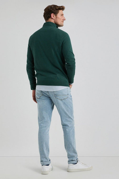 halve rits trui merinowol blend pine groen