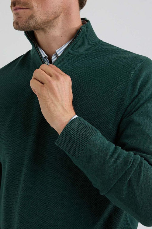 halve rits trui merinowol blend pine groen