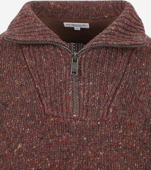 McGregor halve rits trui merinowol bruin | Regular-fit