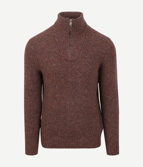 McGregor halve rits trui merinowol bruin | Regular-fit
