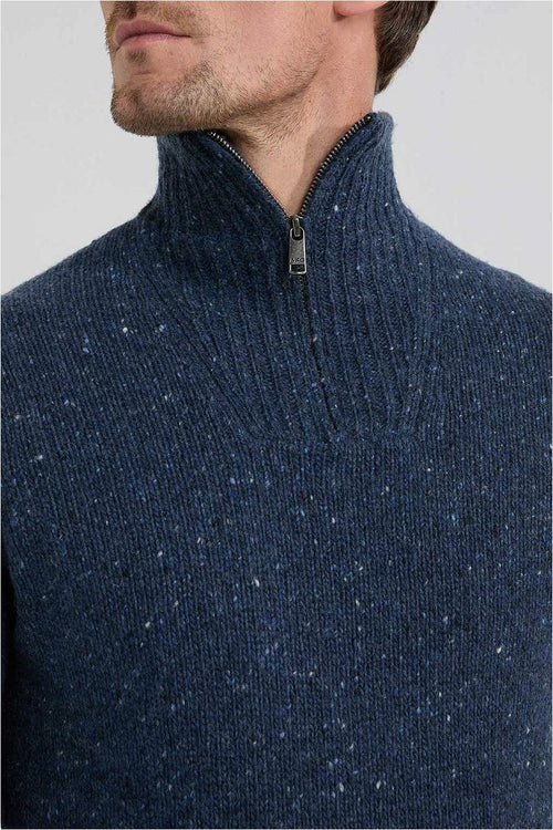 McGregor halve rits trui merinowol donkerblauw | Regular-fit