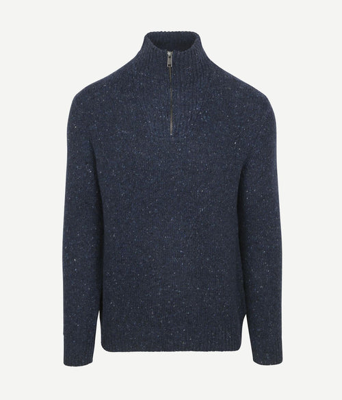 McGregor halve rits trui merinowol donkerblauw | Regular-fit