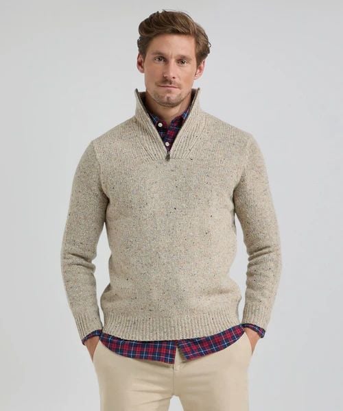 McGregor halve rits trui merinowol sand | Regular-fit
