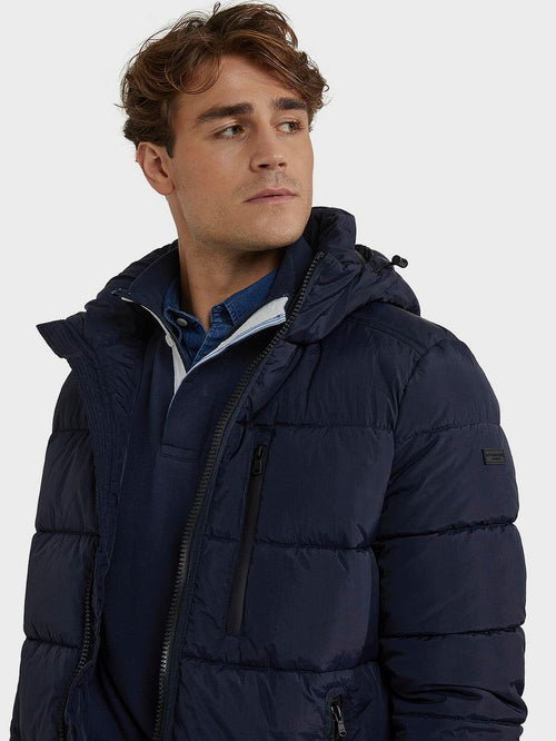 Jas hooded puffer donkerblauw